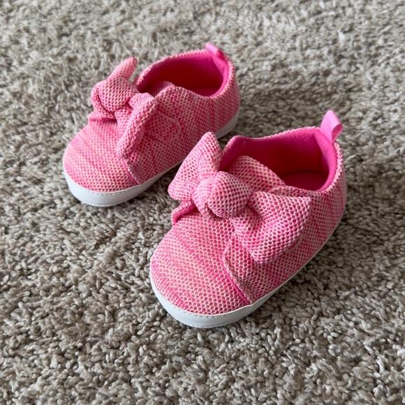 First steps baby girls soft sole pink bow booties shoes size 6-9 months - Picture 2 of 6